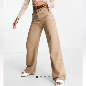 Womens tan high waist wide leg pants Size 10